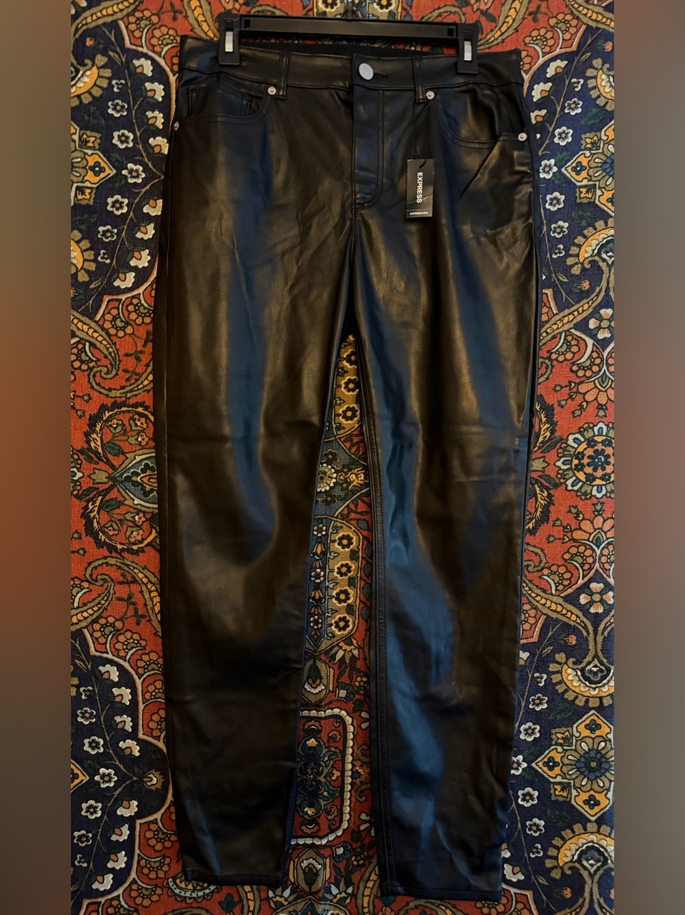 Slim Black Faux-Leather Skinny Jeans for Men